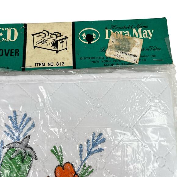 Dora May Vtg 4 Slice Oblong Toaster Cover Quilted Embroidered Vegetables New - Picture 6 of 13